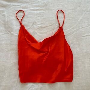 Zara Crop Top open back, orange, size M